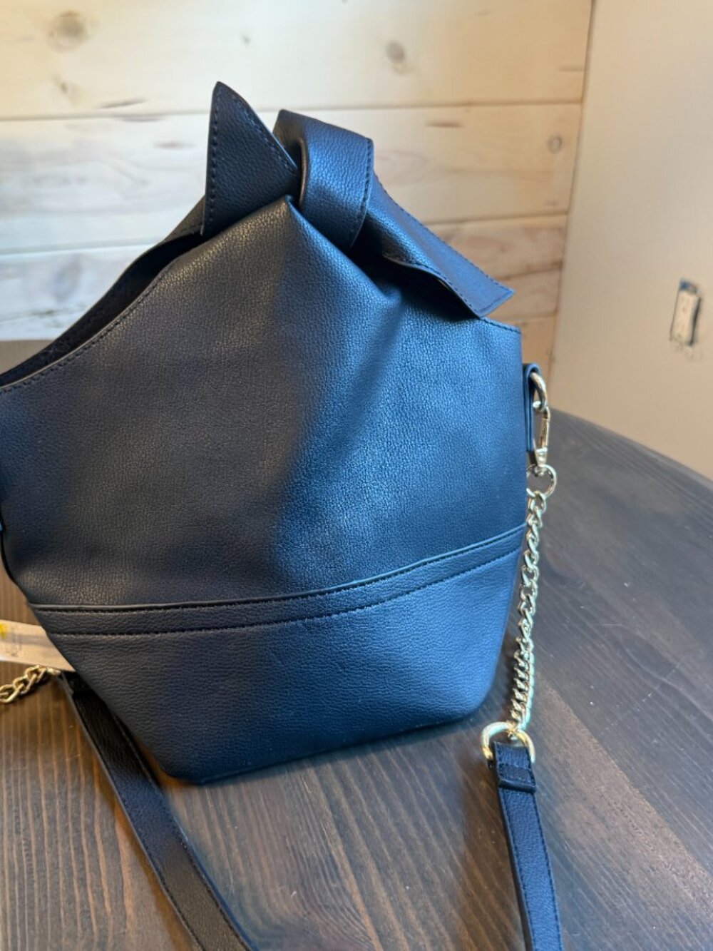 BCBGeneration Bucket Purse Black Knotted top Closure Shoulder Bag NWT - Picture 8 of 9